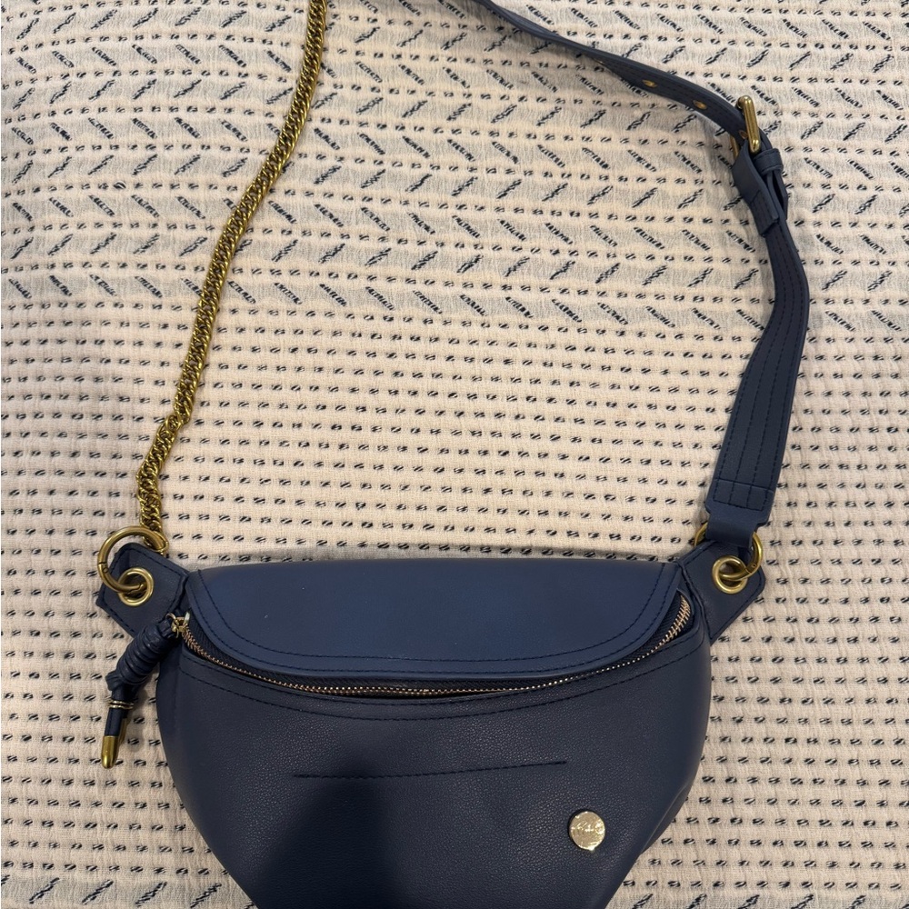 Modern + Chic Navy Blue Catherine Crossbody Bag with Gold Chain